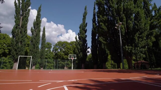 Hardwood Court Designed for Popular Ball Game Situated in Natural Environment Without Human Presence
