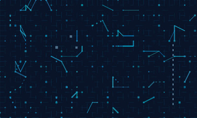Futuristic digital vector technology background with blue lines and grid patterns.