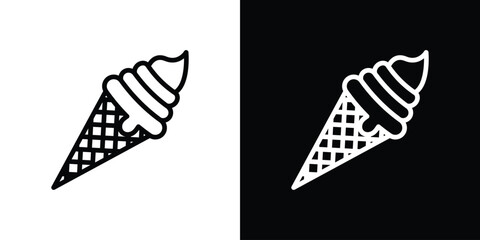 Ice cream cone icon logo concept in strokes