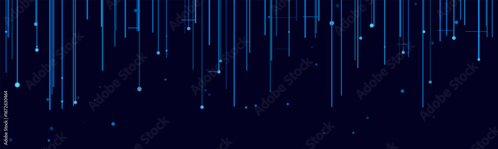 Poster futuristic vector tech background with vertical lines and dots.