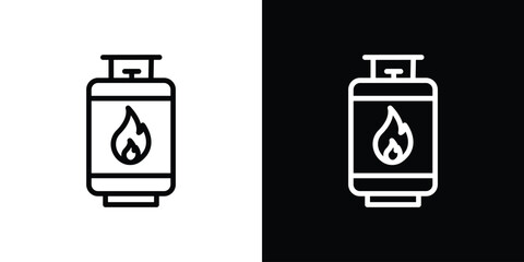 Gas cylinders icon logo concept in strokes