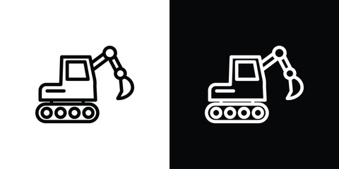 Excavator icon logo concept in strokes