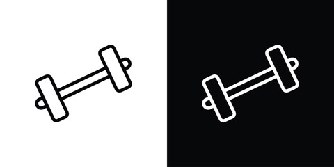 Dumbbell icon logo concept in strokes