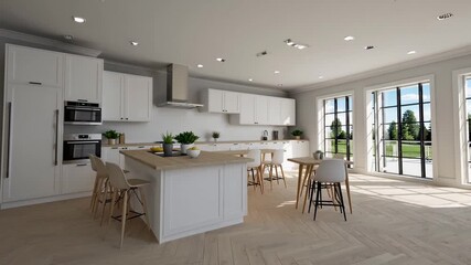 digitally generated Scandinavian domestic kitchen interior scene