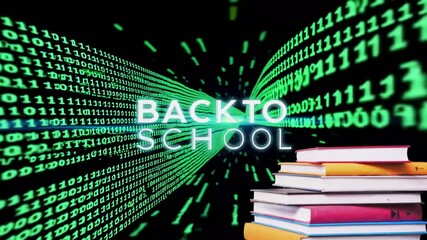 Typographic Design with Educational Theme Superimposed on Digital Binary Pattern with Scholarly Volumes - Powered by Adobe