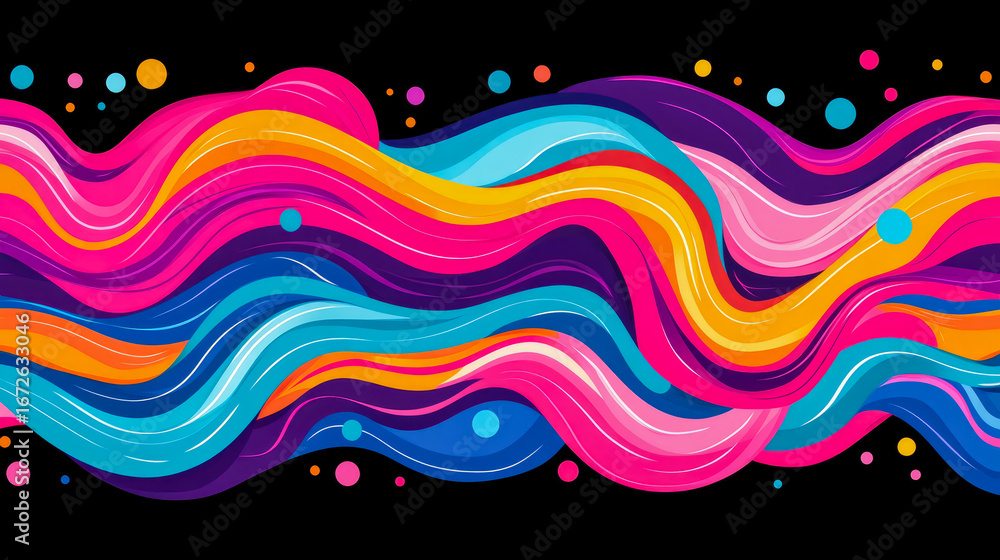 Aufkleber dynamic abstract background featuring rich tapestry of interwoven colorful wavy lines and scattered 
