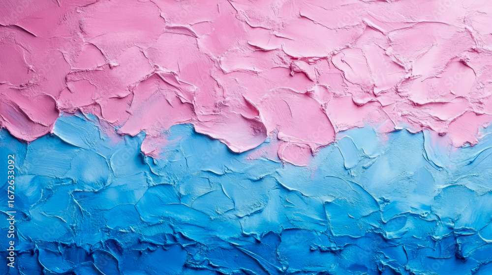 Aufkleber dynamic abstract canvas featuring bold palette knife textures in smooth gradient from soft pink to r