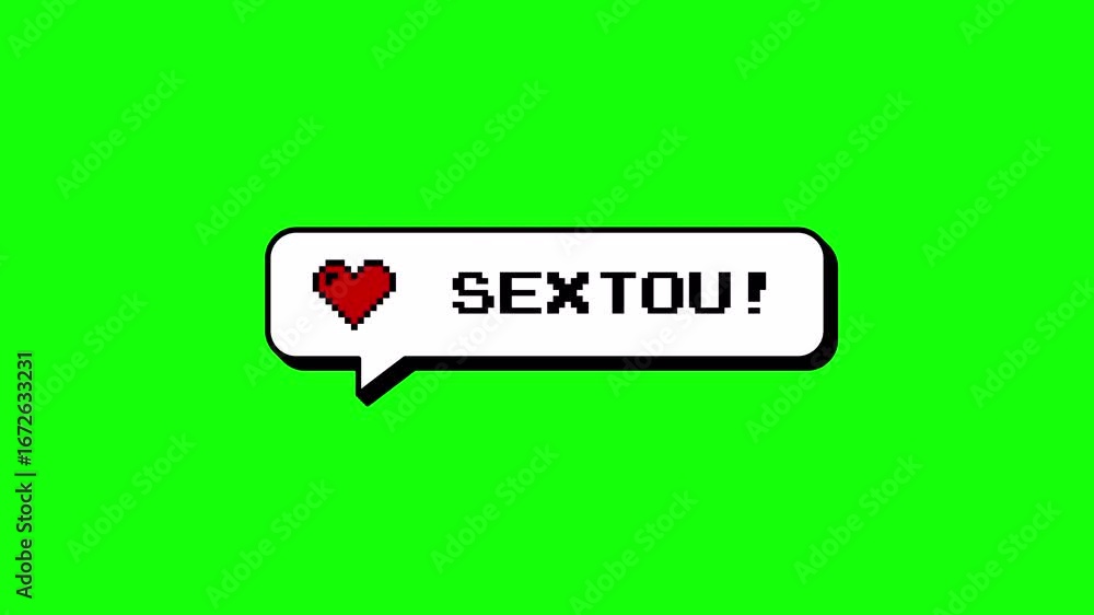 Poster sextou comment balloon with heart icon in neubrutalism 8-bits pixel art style. retro game animation 