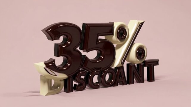 Thirty-Five Percent Price Reduction Message Crafted From Sweet Vanilla And Brown Chocolate