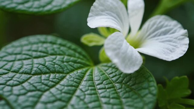 Macro graphy of Brahmi Leaf and Flower, Herb Known for its Use in Treating Cognitive Conditions