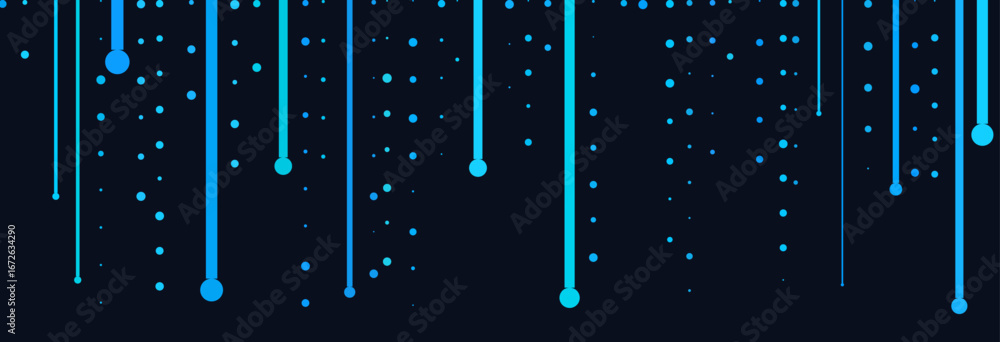 Poster futuristic vector tech background with blue lines and dots on dark theme.