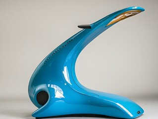 Abstract Blue Modern Sculpture, Futuristic Design, Smooth Curves, Swooping Lines, Unique Home Decor