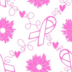 Breast cancer month seamless pink ribbon day mammogram pattern for medical accessories and medicine textiles