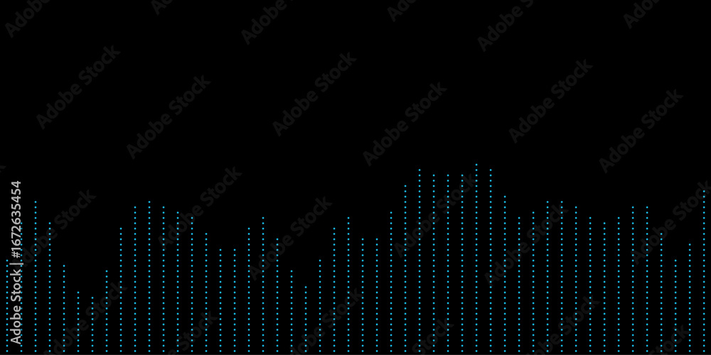 Poster dynamic vector tech background with blue digital waves on black.