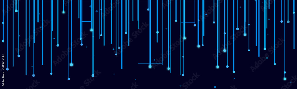 Aufkleber dynamic vector tech background with futuristic blue lines and dots on dark canvas.
