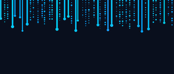 Minimalist blue vector technology background with vertical lines and dots.