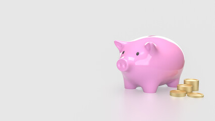 The Piggy Bank and coins  for saving or earn concept 3d Rendering.