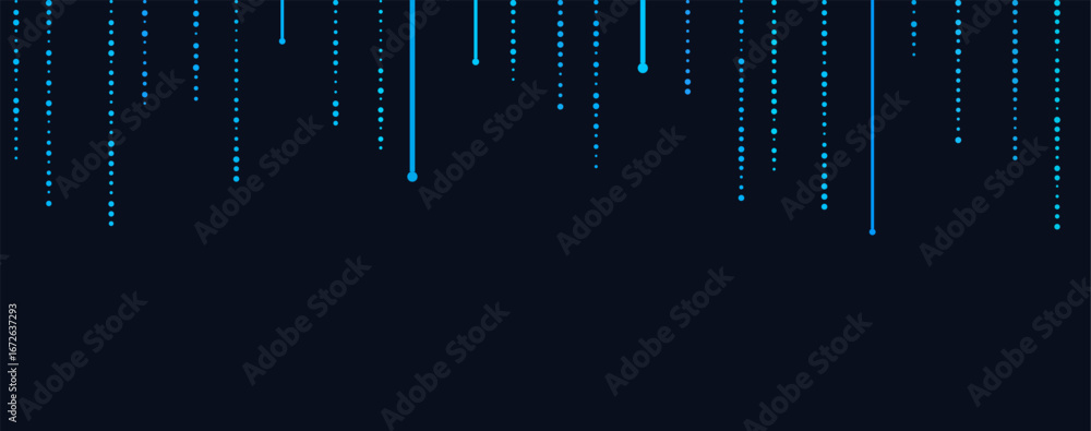 Poster dynamic blue falling lines on dark background for tech-themed design.