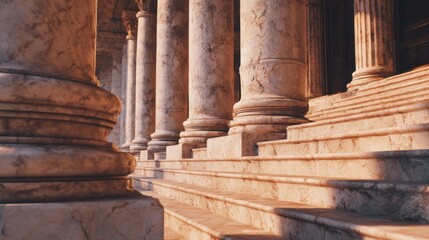 Fototapeta premium Ancient columns and stairs in sunlight