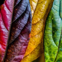 Vibrant Autumn Leaves Closeup Macro Photography