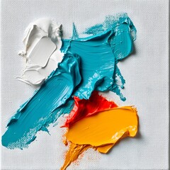 Abstract Oil Paint Texture Swirls,  Vibrant Blue, Orange, White Canvas