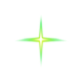 Obraz premium Green glowing cross flare on transparent background 