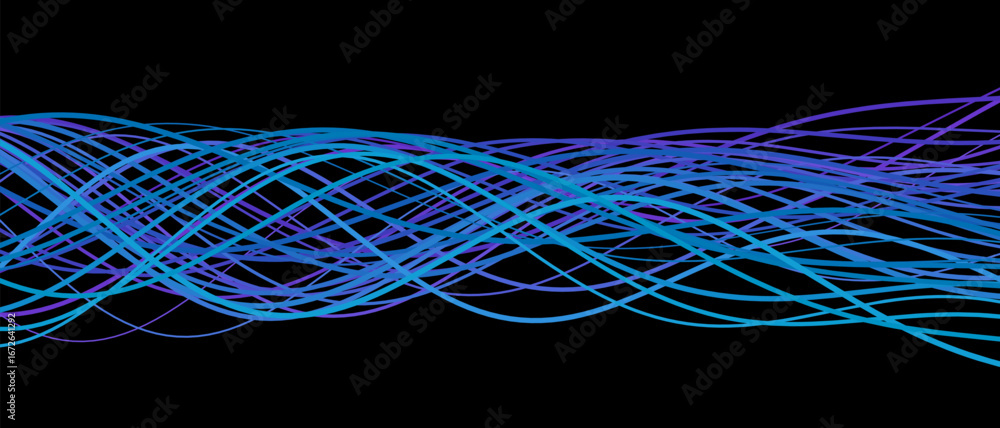 Poster dynamic vector tech background featuring flowing blue and purple lines.