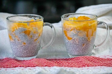 Chia Seed Pudding with Mango A Refreshing Treat. Kefir and milk