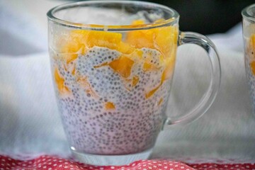 Chia Seed Pudding with Mango A Refreshing Treat. Kefir and milk