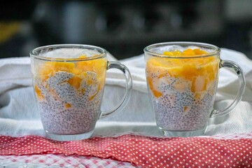 Chia Seed Pudding with Mango A Refreshing Treat. Kefir and milk