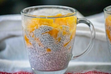Chia Seed Pudding with Mango A Refreshing Treat. Kefir and milk