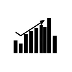 Fototapeta premium Black bar graph showing an upward trend with an arrow pointing up