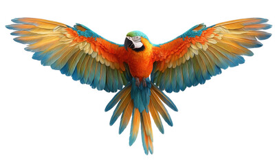Fototapeta premium Colorful parrot in flight, vibrant plumage