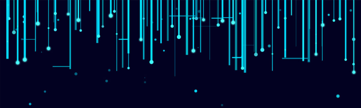 Neon digital lines on dark vector tech background.