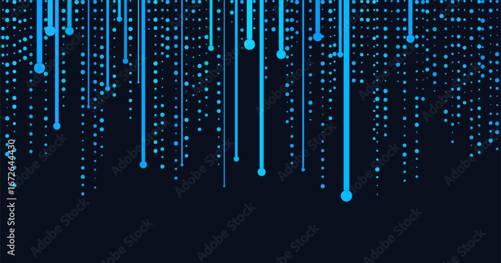 Poster futuristic vector tech background with blue digital lines and dots.