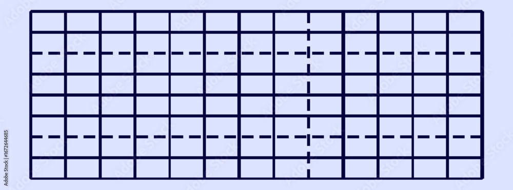 Poster grid design on vector tech background with dotted and solid lines.