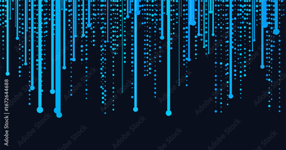 Poster futuristic vector tech background with digital blue lines and dots on dark theme.