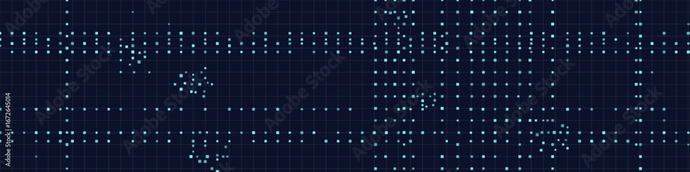 Aufkleber abstract vector tech background with blue digital geometric patterns on dark grid.