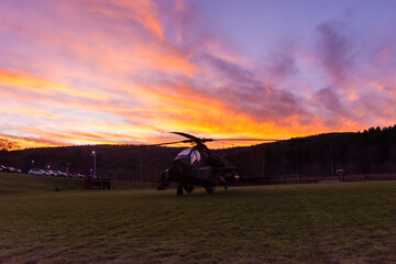 Military Helicopters at sunset 