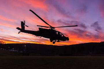 Military Helicopters at sunset 
