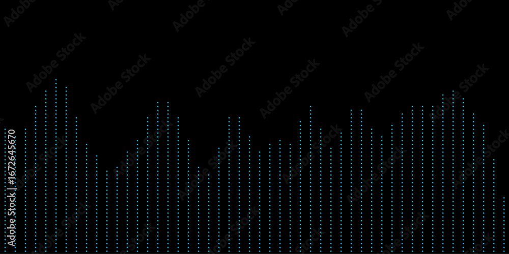Poster dynamic vector tech background with blue dotted wave pattern.