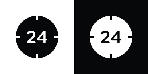 Time twenty four icon for web design. solid vector icons