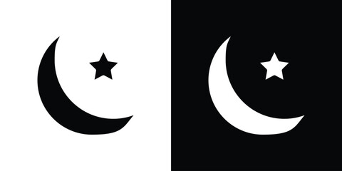 Star and crescent icon for web design. solid vector icons