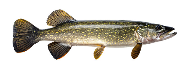 Northern pike fish isolated on transparent background