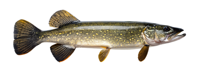 Northern pike fish isolated on transparent background