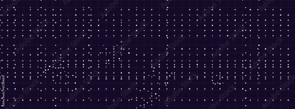 Aufkleber digital grid pattern with abstract dots on dark vector tech background.