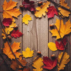 Obraz premium autumn leaves frame