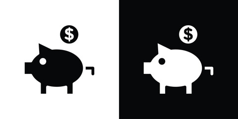 Piggy bank icon for web design. solid vector icons
