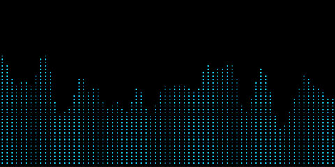 Futuristic vector tech skyline with digital dot matrix.