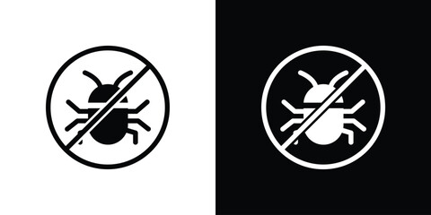 No Bug icon for web design. solid vector icons
